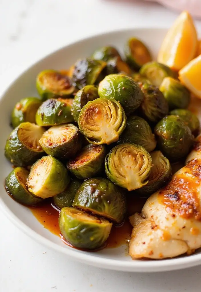 30 Healthy Side Dishes for Chicken That Complete Dinner Perfectly - 12. Spicy Roasted Brussels Sprouts