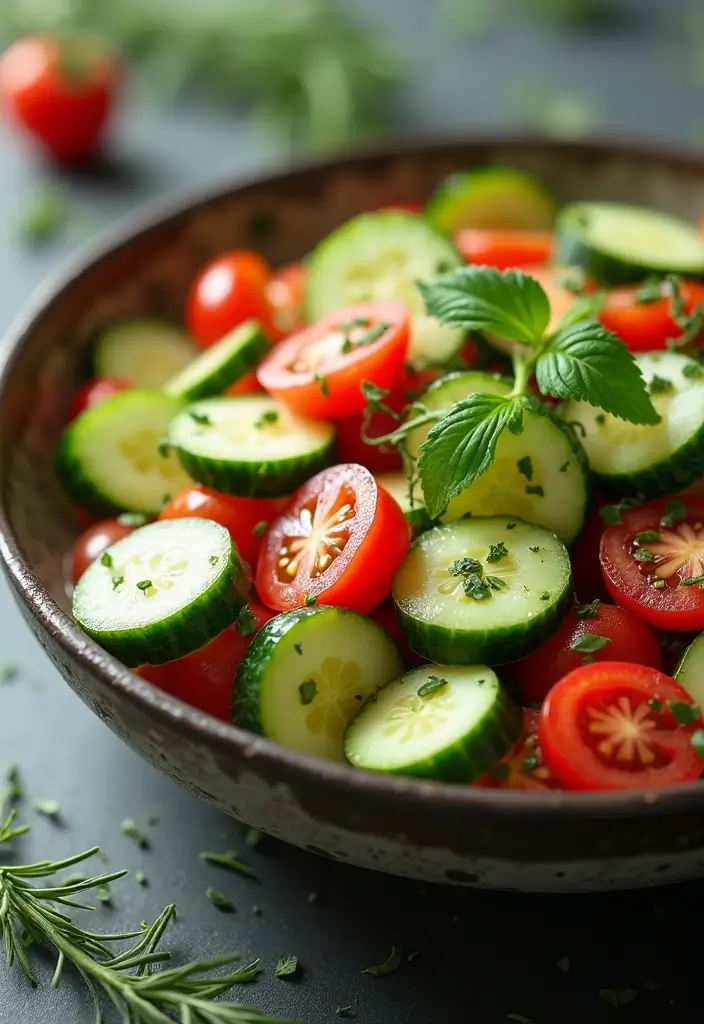 30 Healthy Side Dishes for Chicken That Complete Dinner Perfectly - 13. Cucumber and Tomato Salad