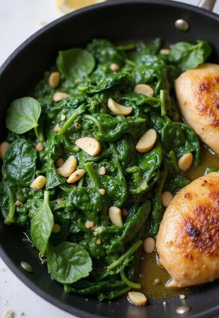 30 Healthy Side Dishes for Chicken That Complete Dinner Perfectly - 19. Sautéed Spinach with Garlic