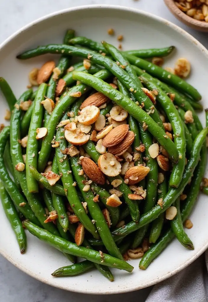 30 Healthy Side Dishes for Chicken That Complete Dinner Perfectly - 2. Garlic Green Beans Almondine