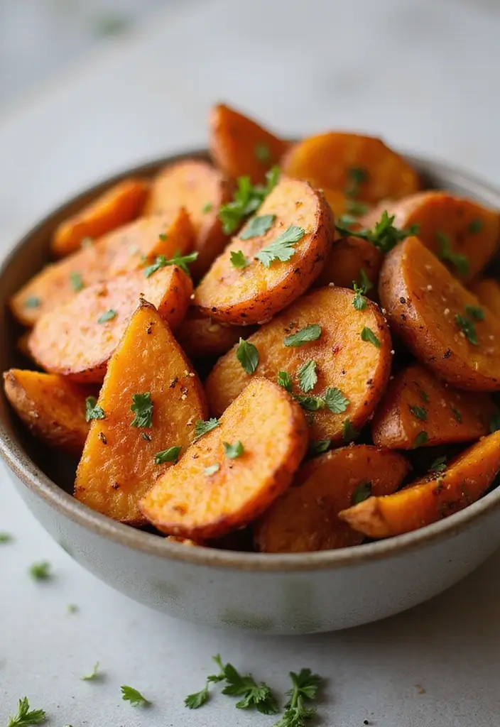 30 Healthy Side Dishes for Chicken That Complete Dinner Perfectly - 23. Roasted Sweet Potato Wedges