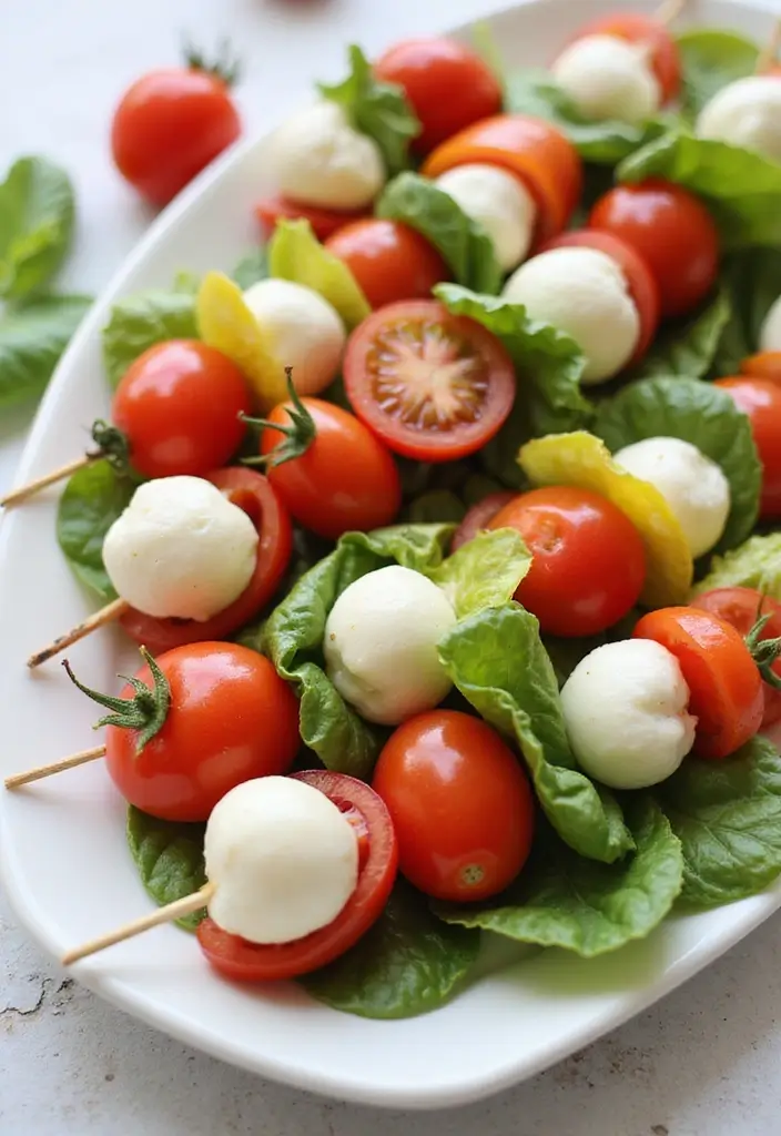 30 Healthy Side Dishes for Chicken That Complete Dinner Perfectly - 24. Caprese Salad Skewers