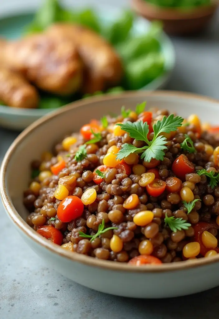 30 Healthy Side Dishes for Chicken That Complete Dinner Perfectly - 28. Savory Lentil Salad