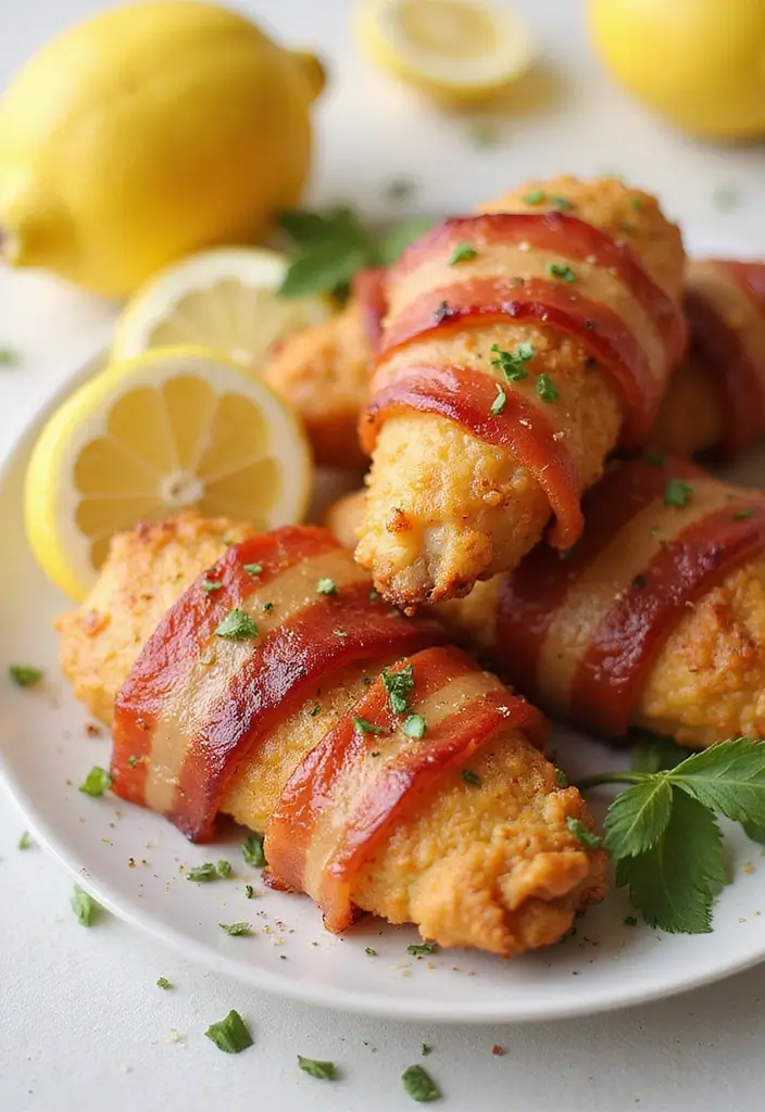 30 Irresistible Bacon Wrapped Chicken Tenders Recipes - 11. Lemon Pepper Bacon Wrapped Chicken Tenders
