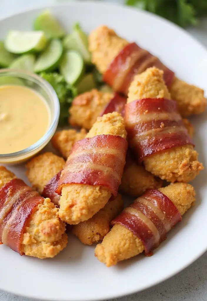 30 Irresistible Bacon Wrapped Chicken Tenders Recipes - 15. Honey Mustard Bacon Wrapped Chicken Tenders