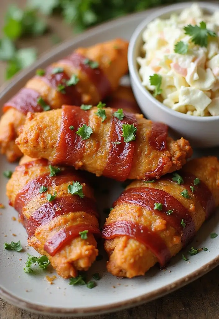 30 Irresistible Bacon Wrapped Chicken Tenders Recipes - 20. Cajun Spiced Bacon Wrapped Chicken Tenders
