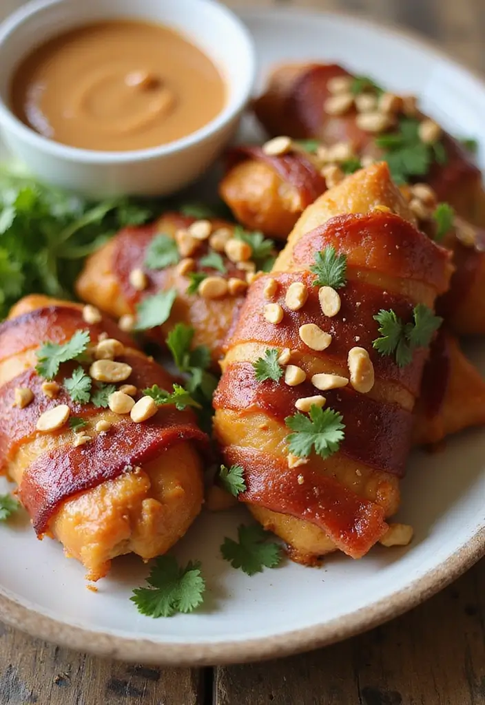 30 Irresistible Bacon Wrapped Chicken Tenders Recipes - 24. Thai Peanut Bacon Wrapped Chicken Tenders