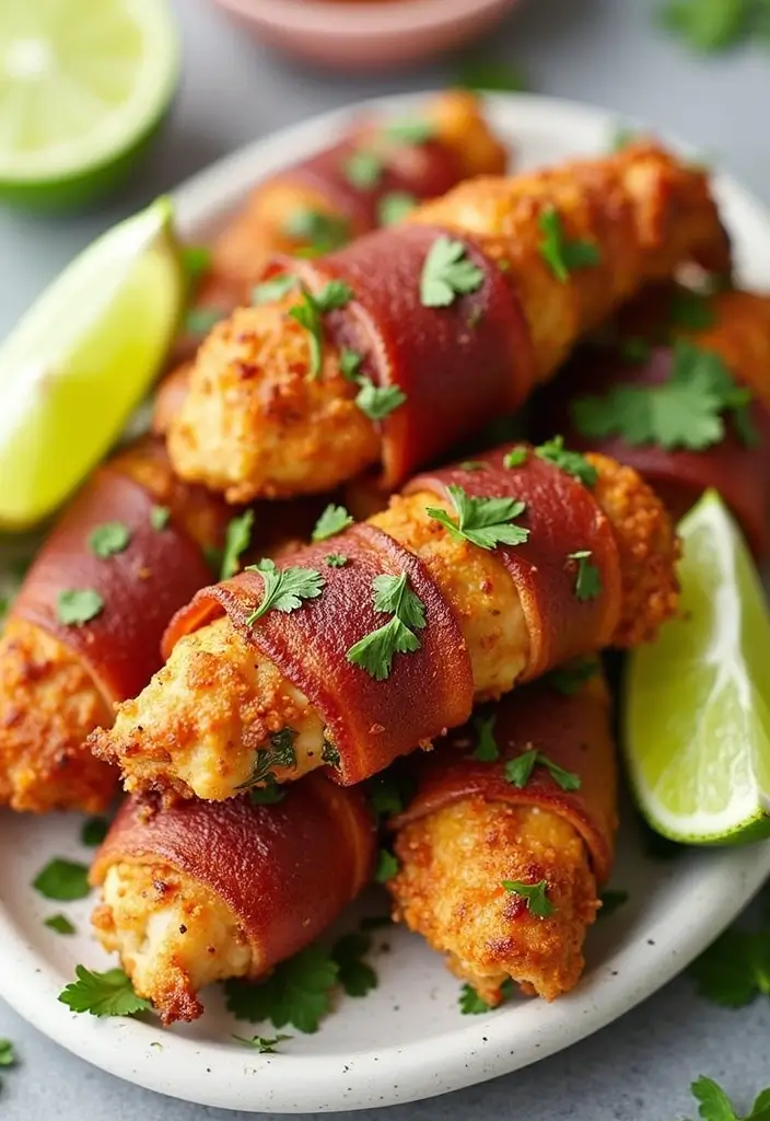 30 Irresistible Bacon Wrapped Chicken Tenders Recipes - 25. Cilantro Lime Bacon Wrapped Chicken Tenders