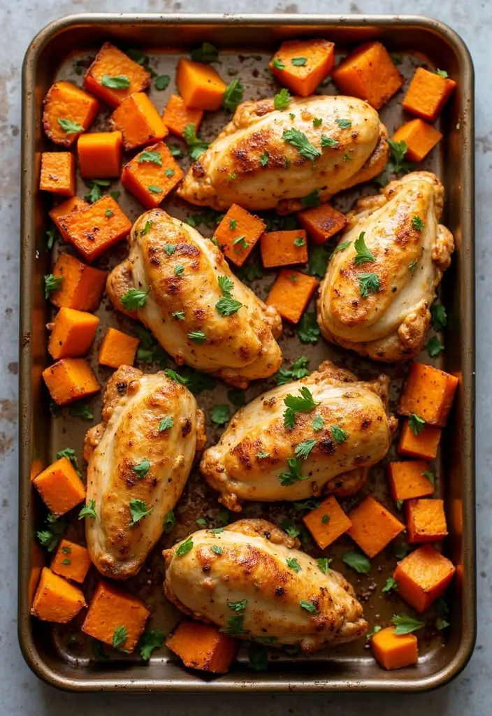 30 Sheet Pan Cashew Chicken Recipes That Are Fast & Flavorful - 14. Cashew Chicken with Sweet Potatoes