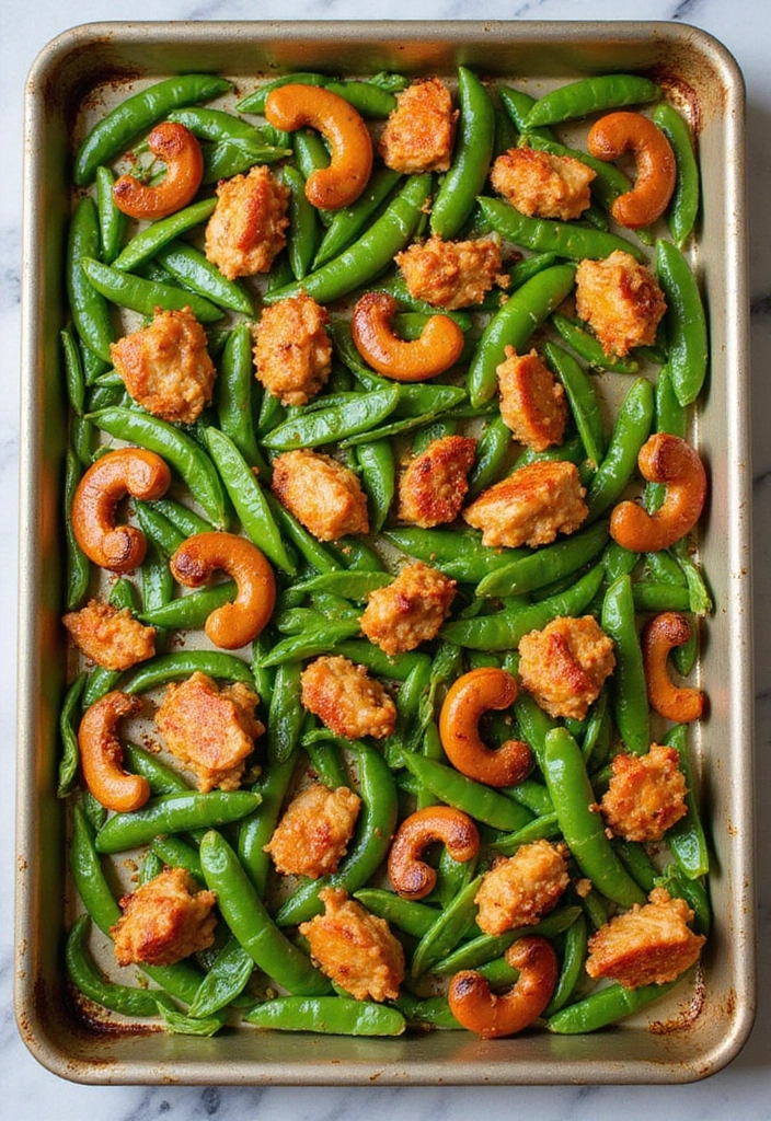 30 Sheet Pan Cashew Chicken Recipes That Are Fast & Flavorful - 29. Cashew Chicken with Peas