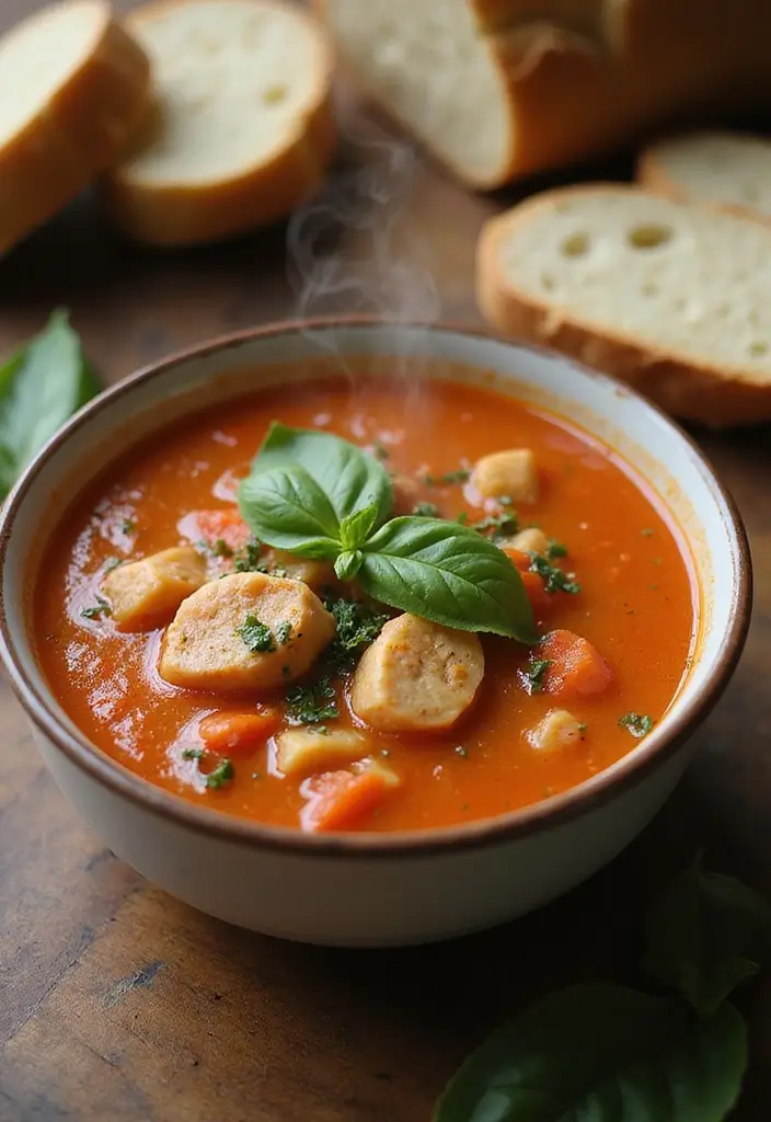 27 Ground Chicken Crockpot Recipes That Are Set-and-Forget Simple - 6. Tomato Basil Chicken Soup