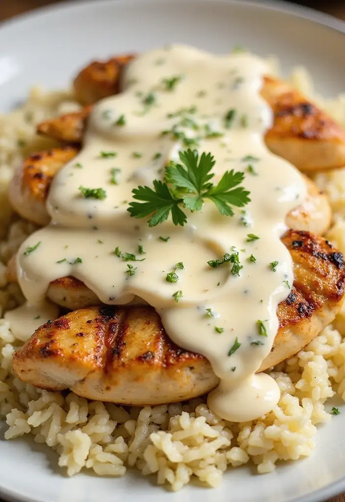 27 Sauces for Chicken and Rice Recipes That Complete the Dish - 1. Creamy Garlic Parmesan Sauce