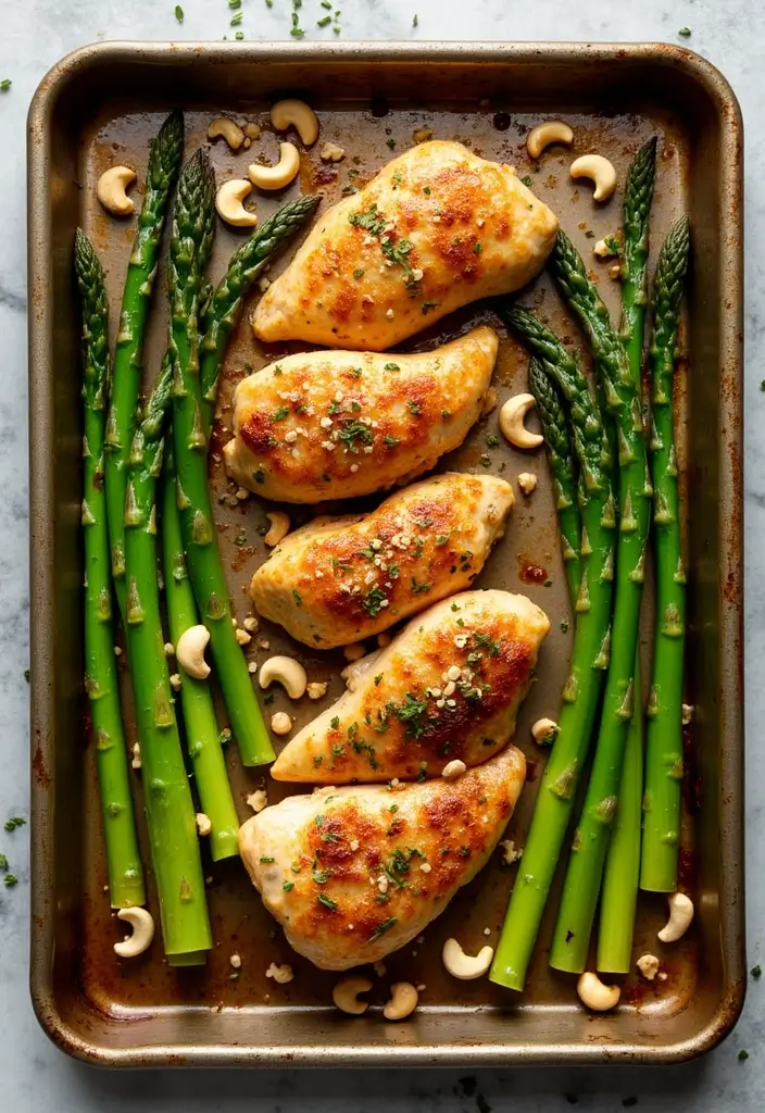30 Sheet Pan Cashew Chicken Recipes That Are Fast & Flavorful - 13. Cashew Chicken with Asparagus