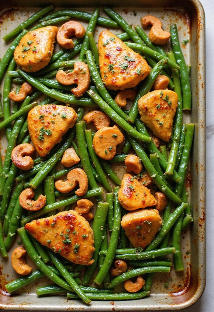 30 Sheet Pan Cashew Chicken Recipes That Are Fast & Flavorful - 17. Cashew Chicken and Green Beans