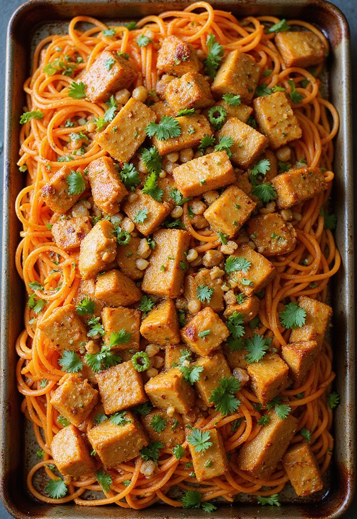 30 Sheet Pan Cashew Chicken Recipes That Are Fast & Flavorful - 25. Cashew Chicken with Carrot Noodles