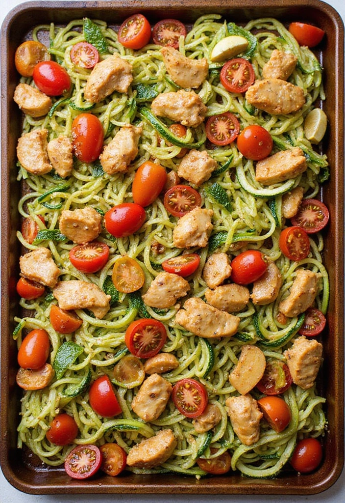 30 Sheet Pan Cashew Chicken Recipes That Are Fast & Flavorful - 9. Cashew Chicken with Zucchini Noodles