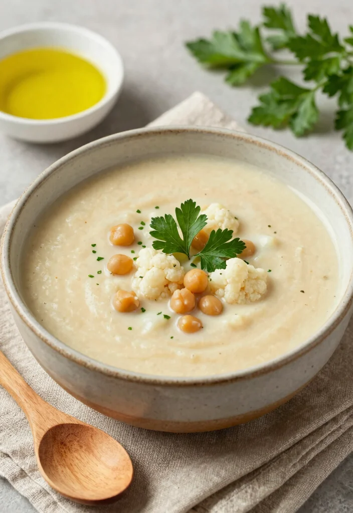 15 Gluten Free Soup Recipes: Cozy Wholesome Bowls - 1. Creamy Cauliflower & Chickpea Soup 1