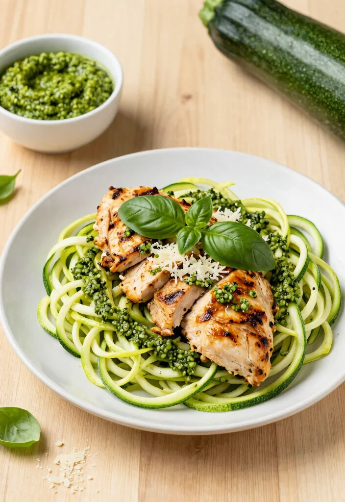 16 Gluten Free Healthy Recipes Easy Everyday Meals - 3. Zucchini Noodles with Pesto and Grilled Chicken 1