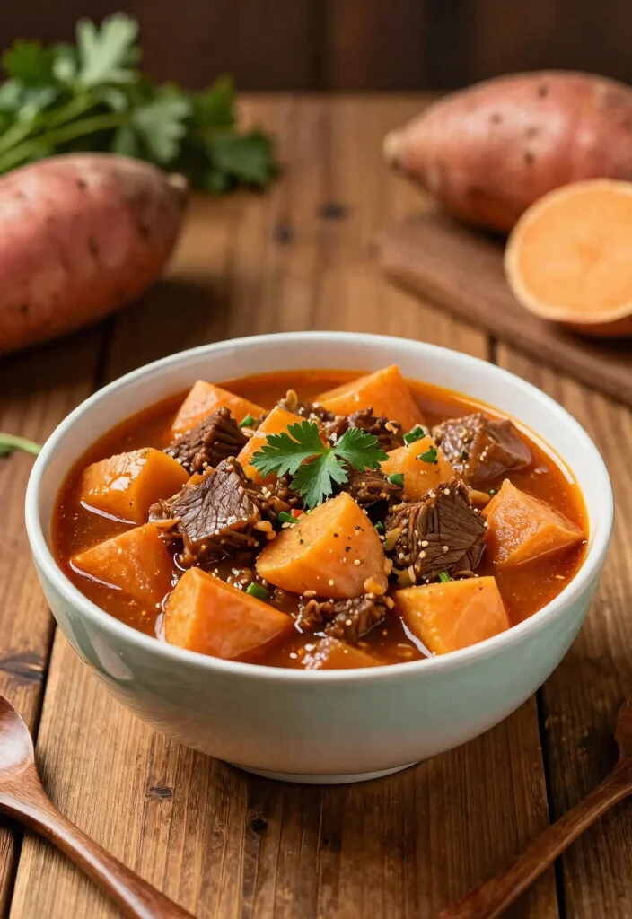 18 Fall Slow Cooker Recipes: Cozy Set-and-Forget Meals - 9. Spicy Beef and Sweet Potato Stew 1