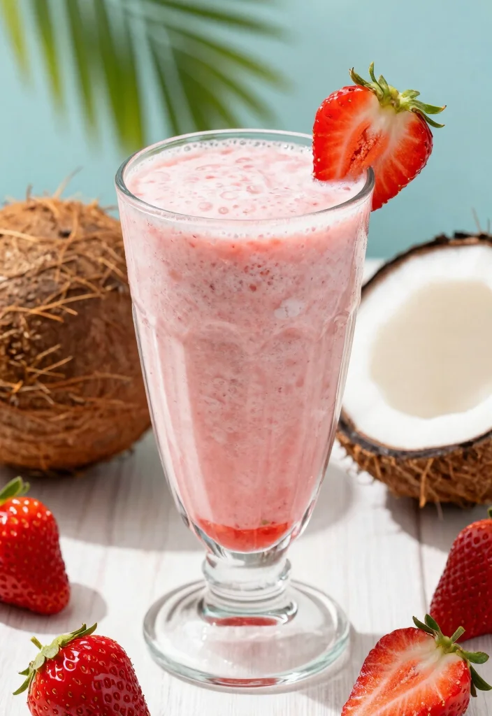18 Fruit Smoothie Recipes Healthy Fresh and Energizing - 14. Strawberry Coconut Smoothie 1