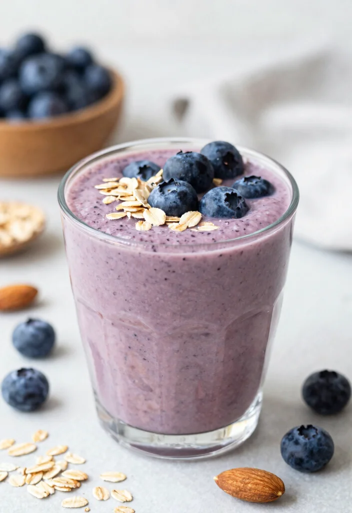 18 Fruit Smoothie Recipes Healthy Fresh and Energizing - 15. Blueberry Oatmeal Smoothie 1