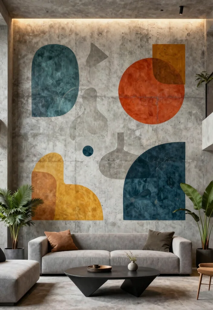 15 Concrete Wall Decor Ideas With Industrial Edge - 1. Bold Concrete Mural 1
