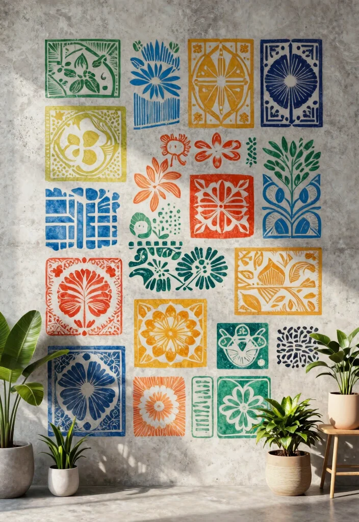 15 Concrete Wall Decor Ideas With Industrial Edge - 12. Concrete Stencils and Patterns 1