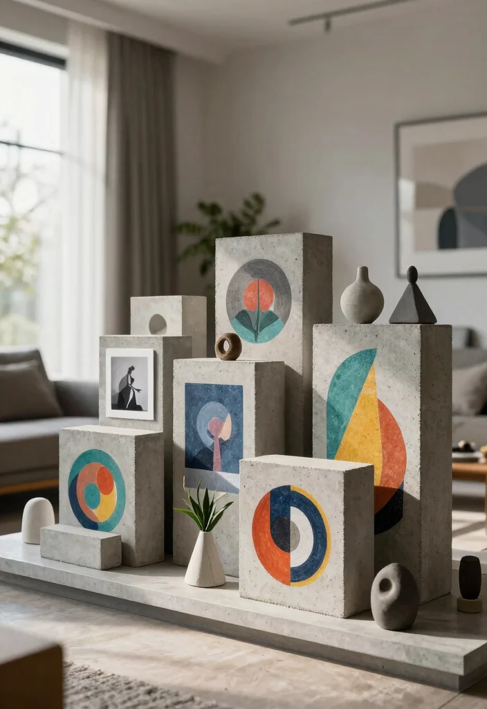 15 Concrete Wall Decor Ideas With Industrial Edge - 6. Concrete Art Blocks 1