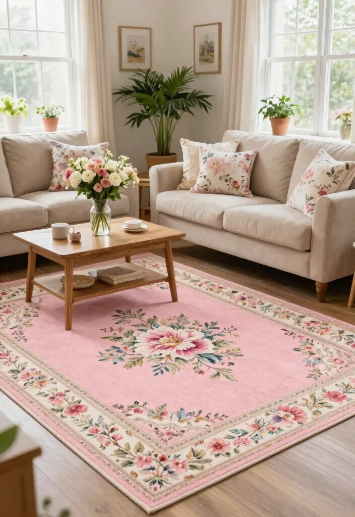 15 Pink Rug Decals Bloxburg Ideas With Cute Aesthetic - 1. Cozy Floral Patterns 1
