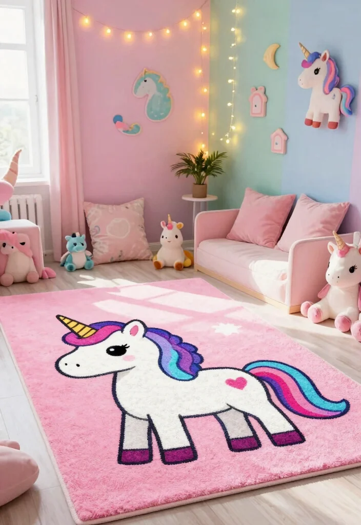 15 Pink Rug Decals Bloxburg Ideas With Cute Aesthetic - 8. Magical Unicorn Themes 1