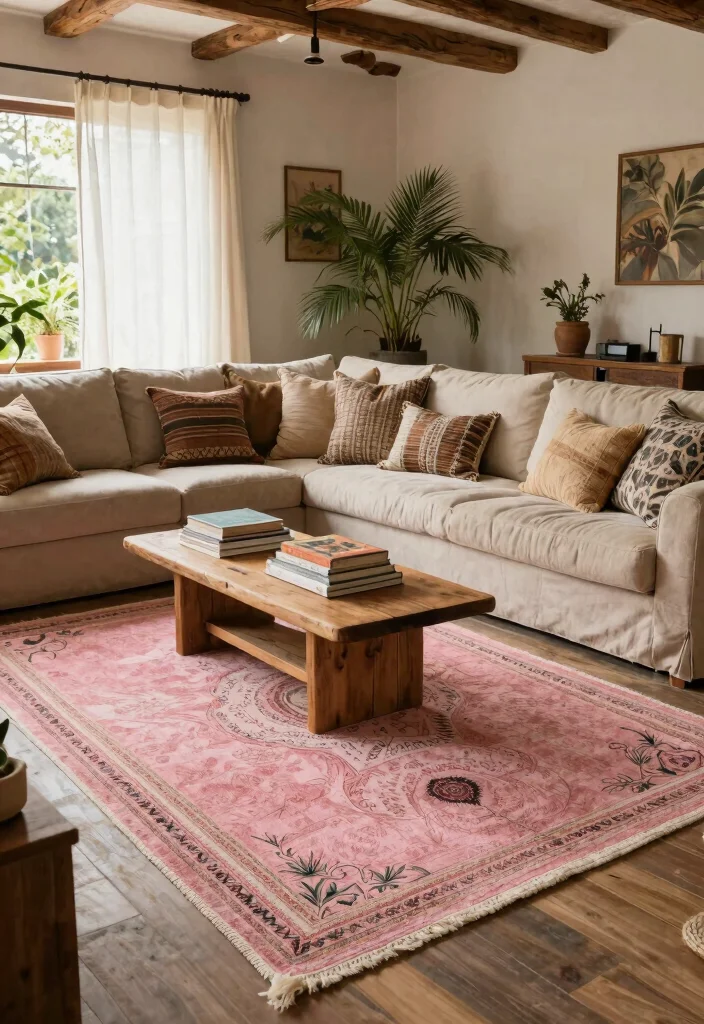15 Pink Rug Decals Bloxburg Ideas With Cute Aesthetic - 9. Rustic Bohemian Vibe 1