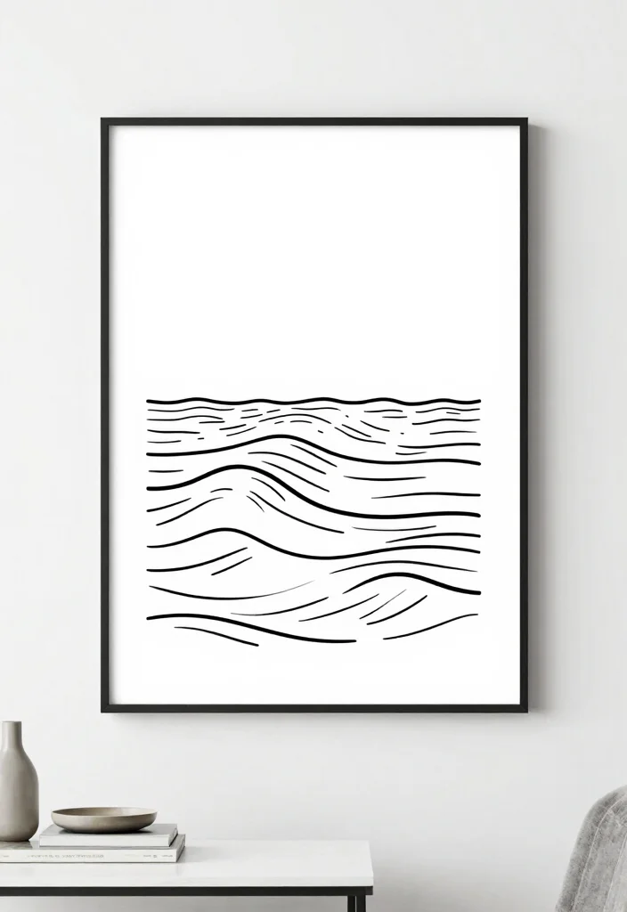 15 Preppy Wall Art Ideas With Trendy Chic Vibes - 10. Minimalist Coastal Line Art 1