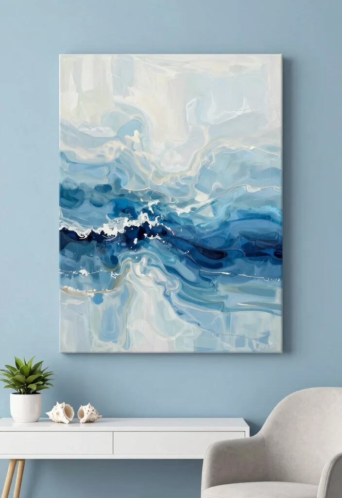 15 Preppy Wall Art Ideas With Trendy Chic Vibes - 2. Abstract Ocean Art 1