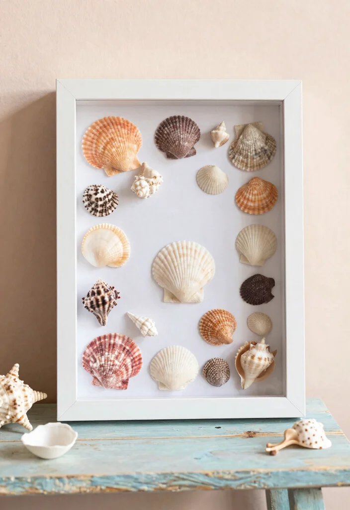 15 Preppy Wall Art Ideas With Trendy Chic Vibes - 3. Framed Seashell Collections 1