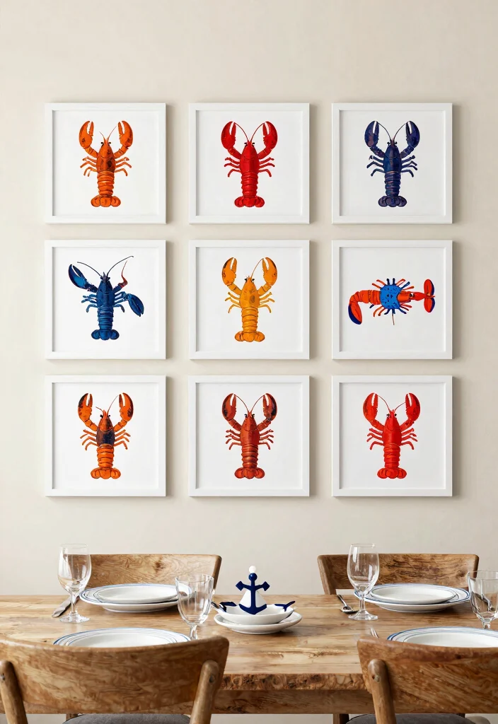 15 Preppy Wall Art Ideas With Trendy Chic Vibes - 6. Whimsical Lobster Prints 1