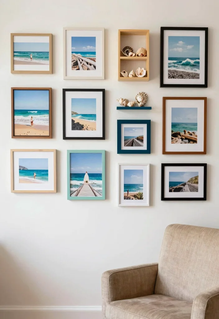 15 Preppy Wall Art Ideas With Trendy Chic Vibes - 9. Coastal-Inspired Gallery Wall 1