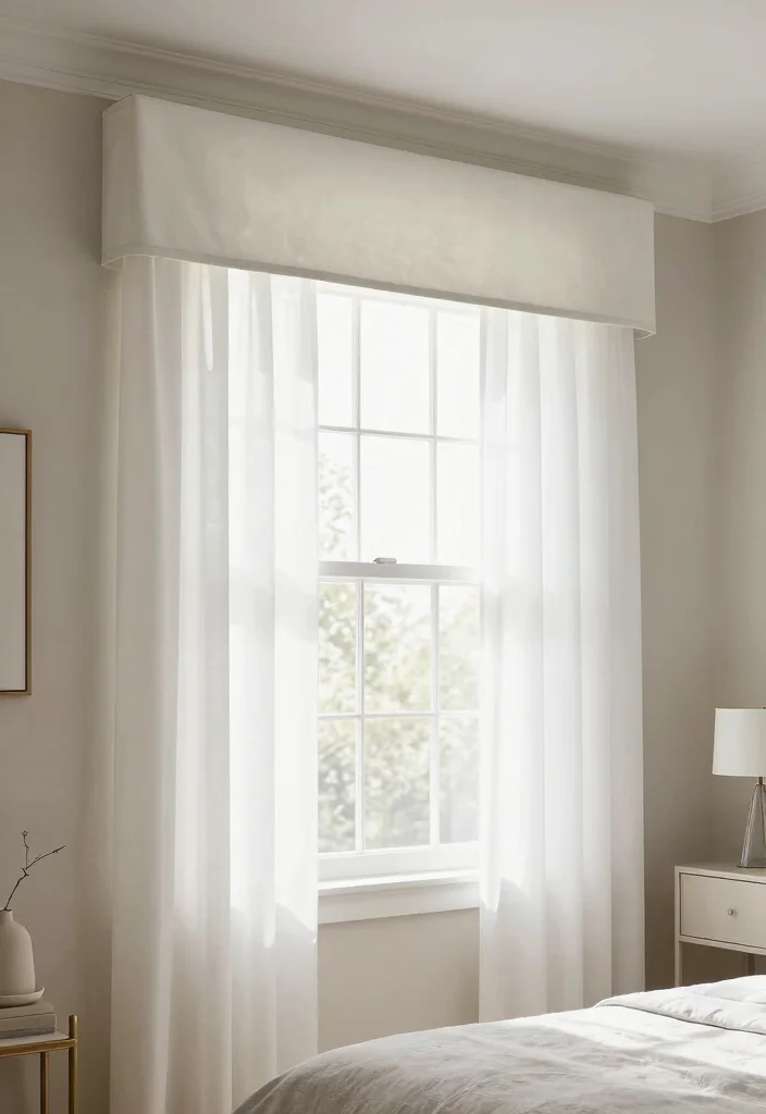 15 White Bedroom Curtains Ideas With Clean Fresh Look - 11. Window Cornices 1