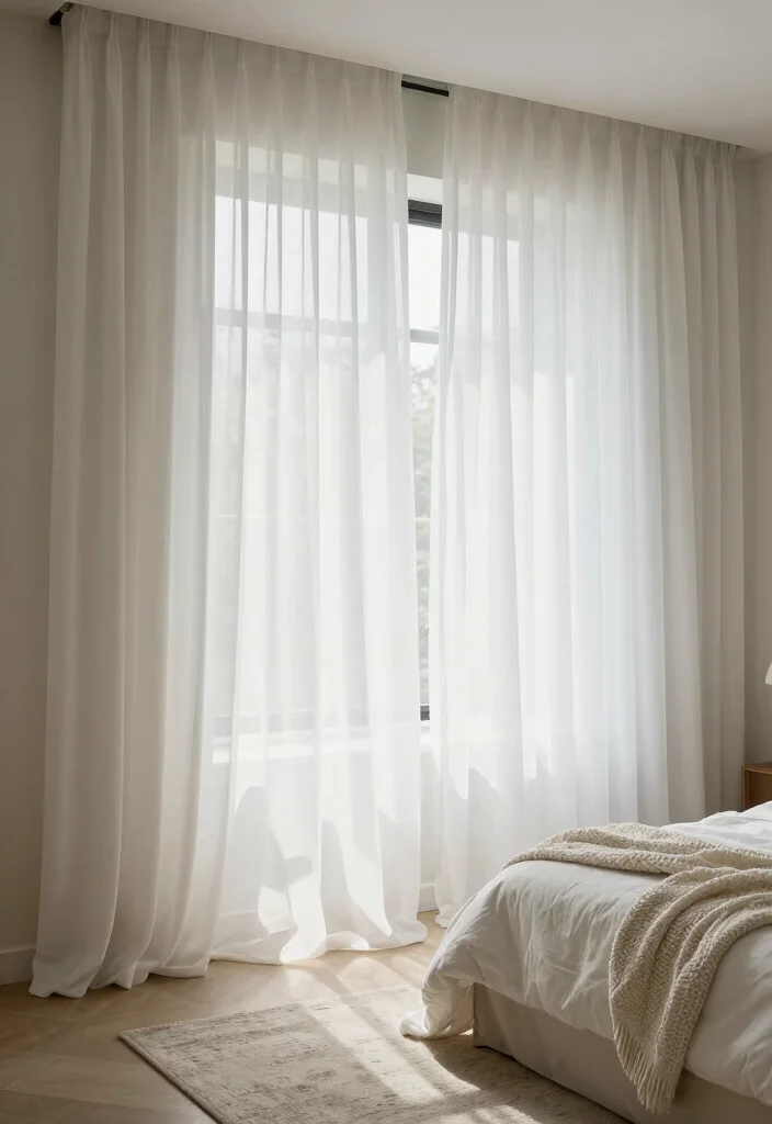 15 White Bedroom Curtains Ideas With Clean Fresh Look - 3. Layered Looks 1