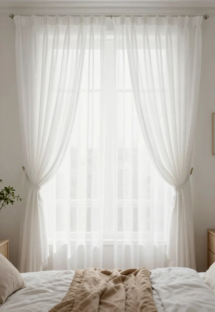 15 White Bedroom Curtains Ideas With Clean Fresh Look - 8. Simple Tie-Backs 1