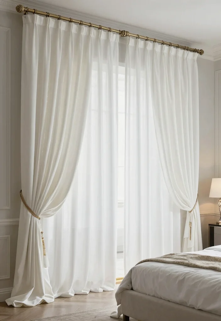 15 White Bedroom Curtains Ideas With Clean Fresh Look - 9. Dramatic Drapery 1