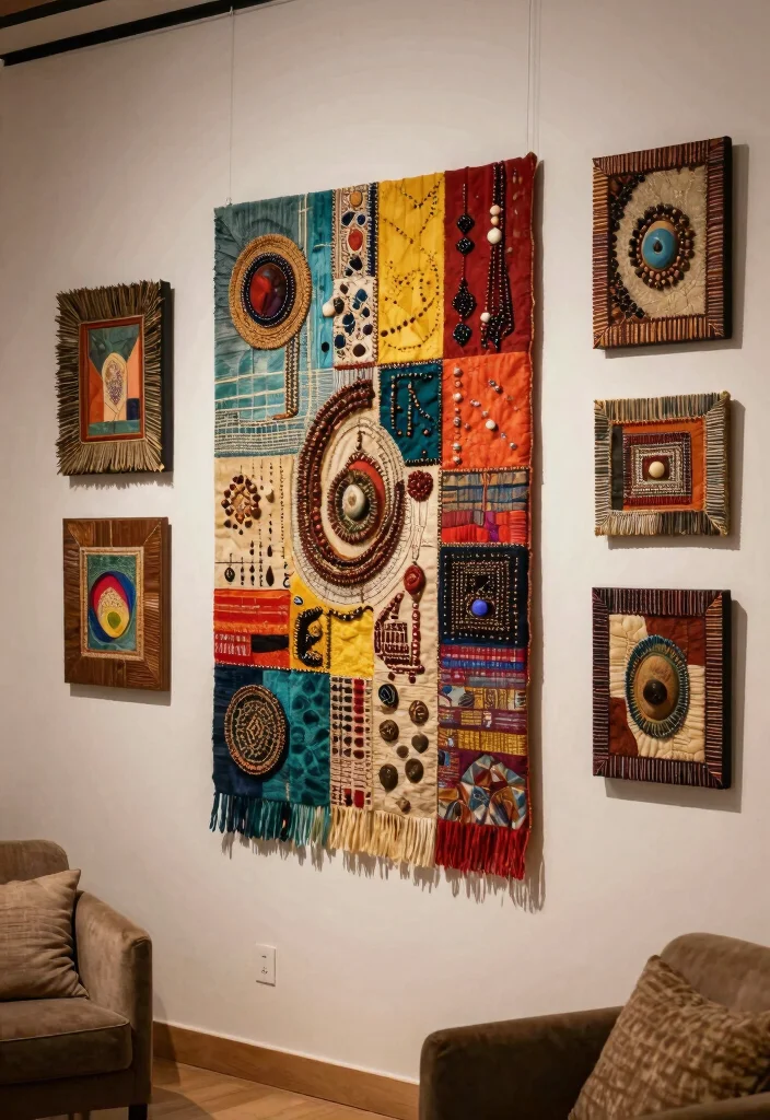 16 African Wall Art Ideas With Cultural Beauty - 14. Mixed-Media Wall Art 1