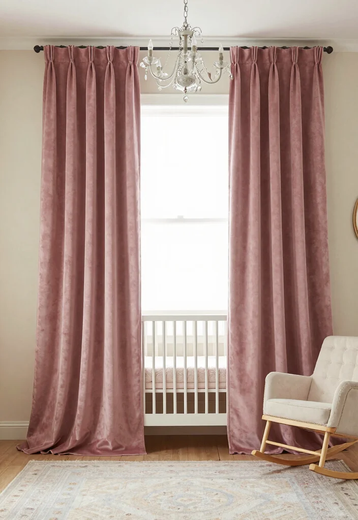 16 Baby Room Curtains Ideas That Feel Soft & Dreamy - 11. Soft Velvet Touch 1