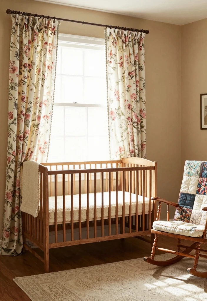 16 Baby Room Curtains Ideas That Feel Soft & Dreamy - 5. Vintage Floral 1