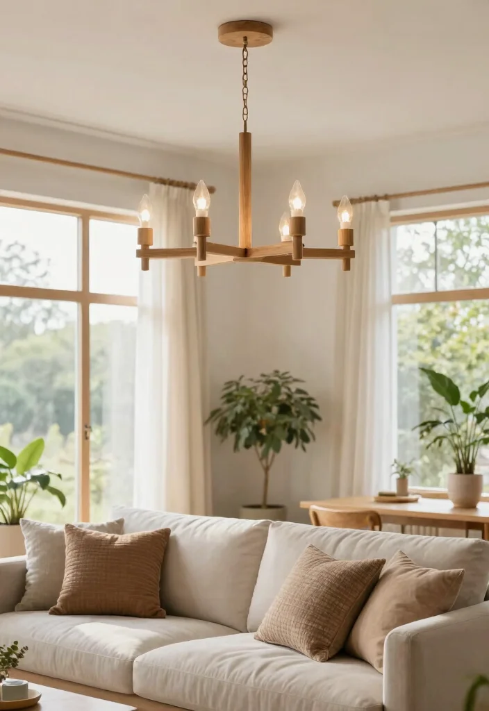 16 Candle Style Chandelier Ideas With Classic Glow - 3. Minimalist Wooden Charm 1