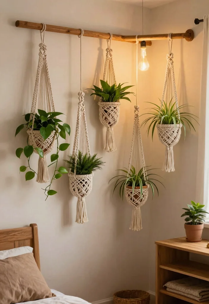 16 Organic Modern Wall Decor Ideas With Earthy Elegance - 5. Macramé Plant Hangings 1