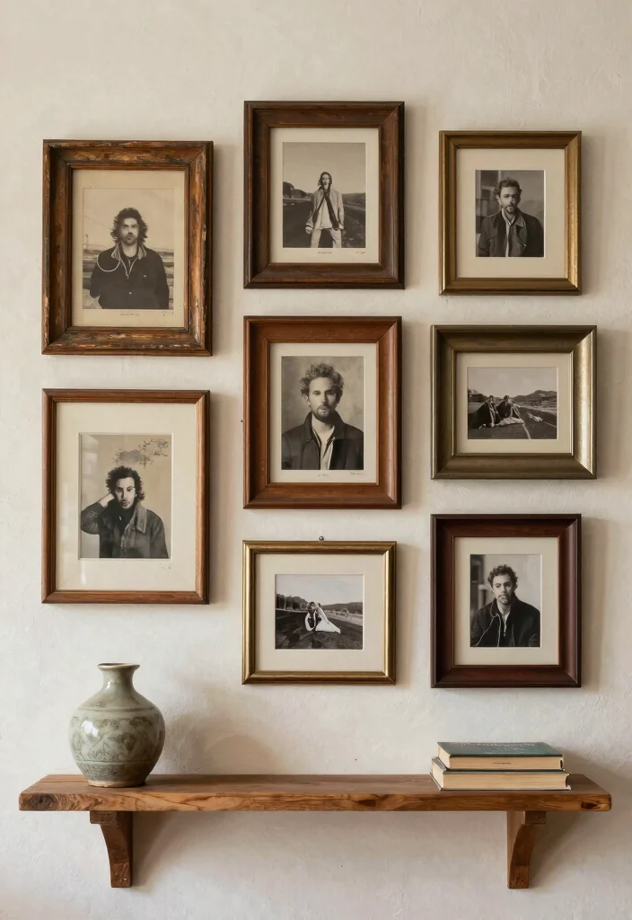 16 Organic Modern Wall Decor Ideas With Earthy Elegance - 7. Vintage Frame Collections 1