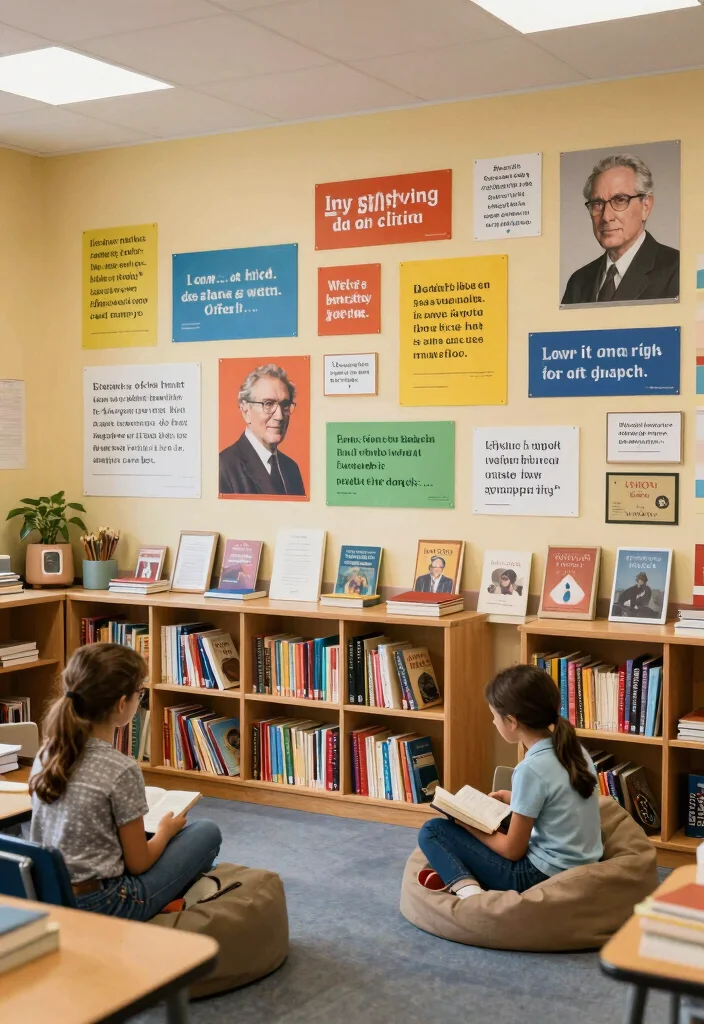 17 Classroom Wall Art Ideas That Inspire Students Daily - 14. Literary Quotes and Book Recommendations 1