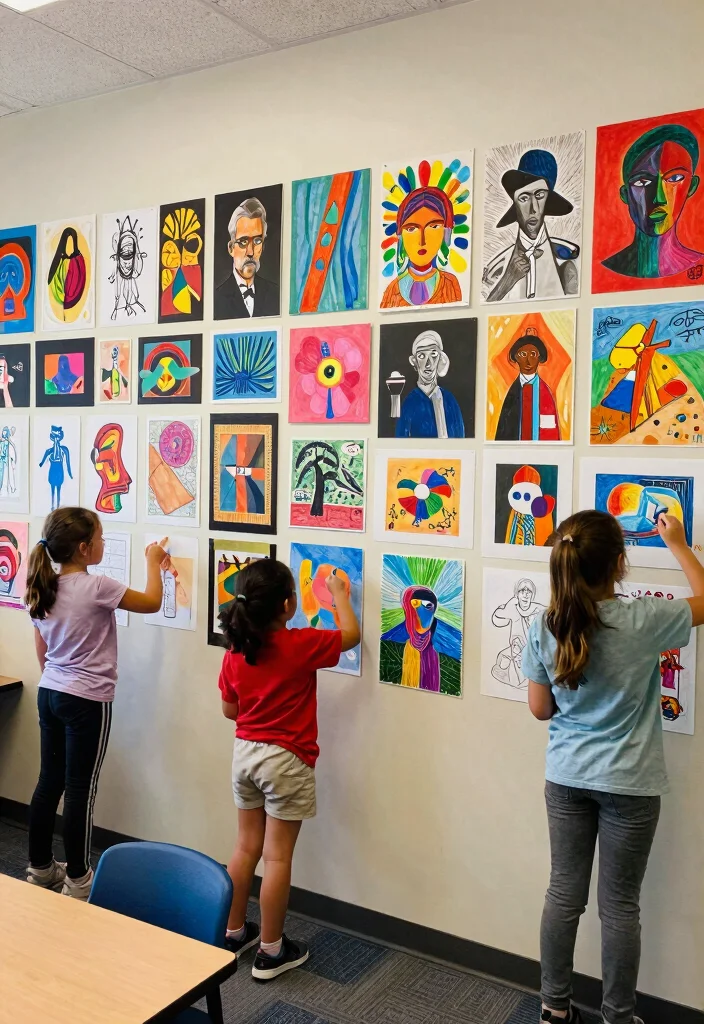 17 Classroom Wall Art Ideas That Inspire Students Daily - 16. Art and Creativity Wall 1