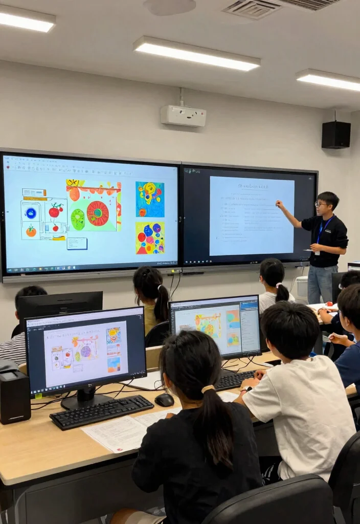 17 Classroom Wall Art Ideas That Inspire Students Daily - 17. Technology-Integrated Displays 1