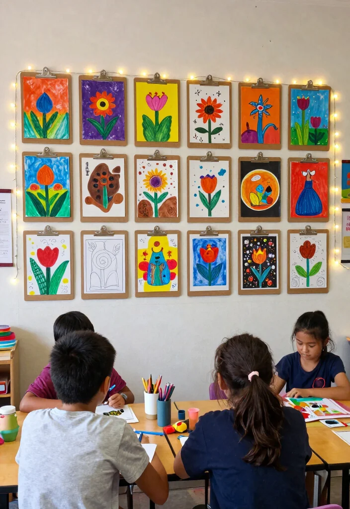 17 Classroom Wall Art Ideas That Inspire Students Daily - 3. Student Art Display 1
